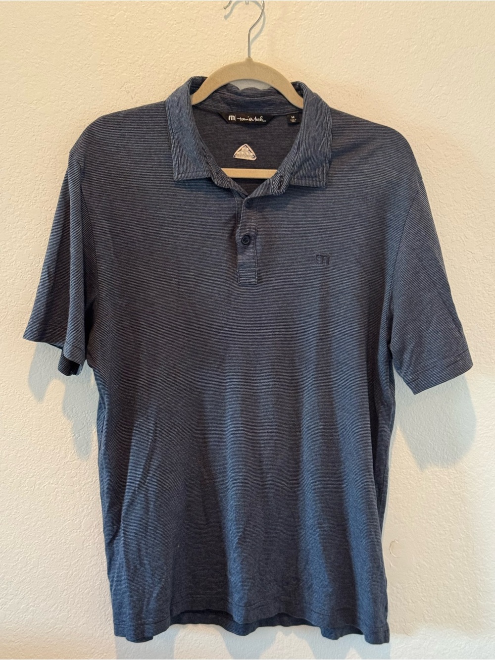 Travis Matthew Men’s Medium Blue Gray Striped Cotton Modal Golf Polo USAFA